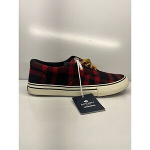 SPERRY Men's Storm Buffalo Black Red Checkered Sneakers STS22644 Size 8 NEW